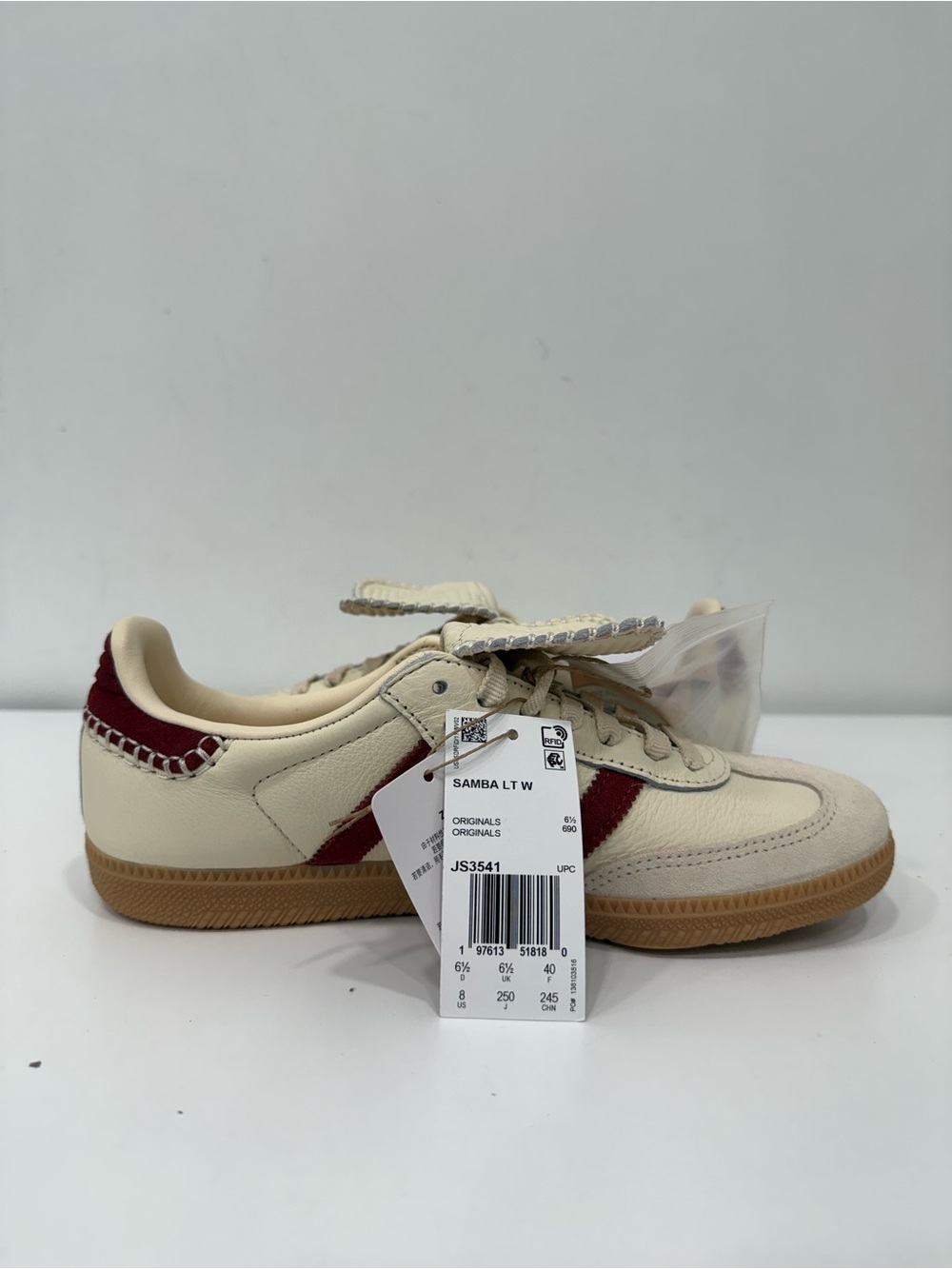 adidas Samba LT W Wonder White “Preloved” Ruby White Sneaker JS3541 Woman Size 8 - Picture 3 of 5